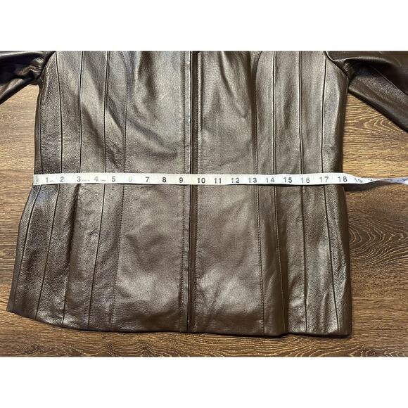 Genuine Leather Jacket East 5th Petite Medium Brown - Picture 3 of 12